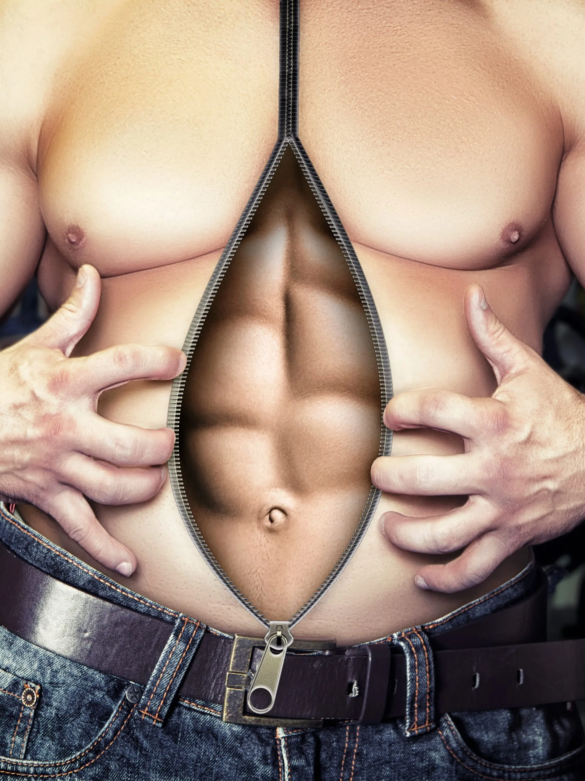 sexy striptér v kostýmu tlouštíka